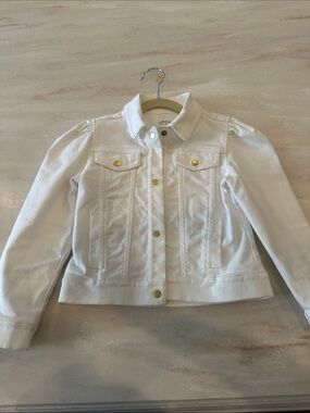 Jack by Janie and Jack White Denim Jacket with Gold Buttons little girls